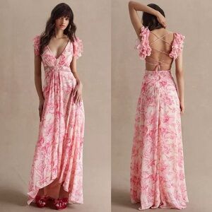 Ieena for Mac Duggal 9161 Ruffle Sleeve Cutout Waist Dress size 8 NWT